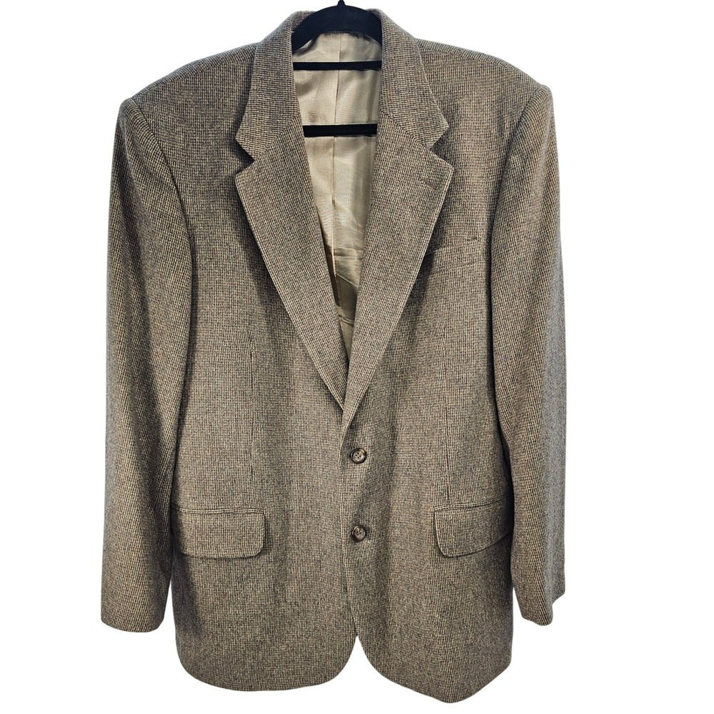 Executive Collection Mens 44R Wool Camelhair Blend Blazer Jacket‎ Brown Tweed